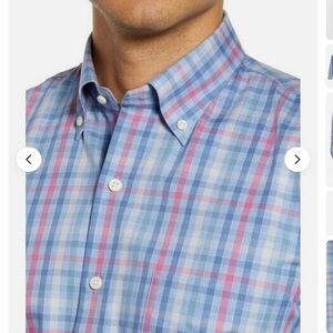 Peter Millar gingham plaid button down shirt 100% cotton Size Large